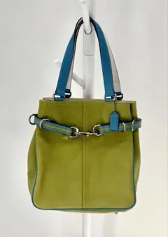 【オールドコーチ】ハンドバッグ　レザー　9286　黄緑vintage