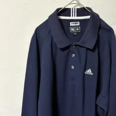 アディダス adidas ゴルフ 長袖ポロシャツ ブランドロゴ ネイビー メンズ