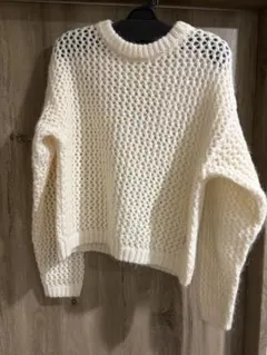 ユナイテッドアローズ　レディースニット　透かし編み　ホワイト　クリーニング済み