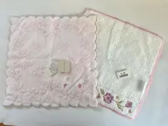 LAURA ASHLEY、renoma タオルハンカチ　2枚セット　（シミあり）