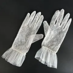 ウェディンググローブ ホワイト レース パール 結婚式