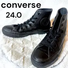 【美品】Converse All Star レザーハイカットスニーカーブラック