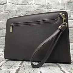 美品✨アクアスキュータム クラッチバッグ マルエム レザー 本革 ダークブラウン