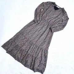 IEDIT 花柄ティアードワンピース L 長袖 ロング丈 秋冬