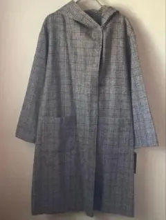 新品　未使用　フーデットロングコート　グレンチェック♪