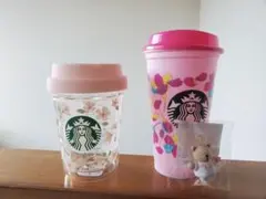 スタバ SAKURA2024 ダブルウォール耐熱グラスカップ&リユーザブルカップ