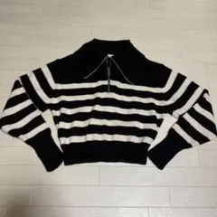 ZARA ハーフジップ ボーダーニット 長袖 M