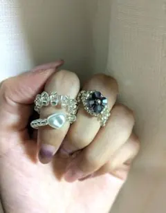 シルバー系ビーズリング 3点☪︎