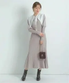 Apuweiser-riche モカピンク　ニットワンピース サイズ2