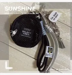 【新品】 ポーチ付 じゃらじゃらキーホルダー 土星 バッグチャーム シルバー 黒