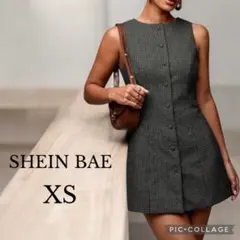 新品未使用 SHEIN チェック柄ミニワンピ　XS ダークグレー 上品 高見え