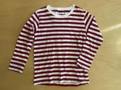 無印良品　赤と白ストライプ 長袖カットソー 120