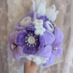 ❁︎モールフラワー❁︎紫ブーケ❁︎