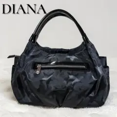 美品 DIANA ダイアナ 星柄 ナイロン ハンドバッグ トート ブラック 軽量