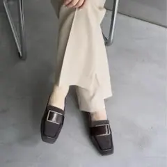 ルタロン✨レザー ローファー スクエアトゥ スエード バックル 23.0cm