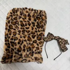 ヒョウ柄リボン付きヘアバンド