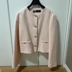 ZARA ピンク ツイードジャケット S