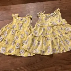 姉妹　お揃い　花柄トップス　　80・95サイズ 2着セット