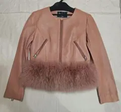 レザー ファー付きショートジャケット