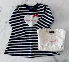 【美品】moujonjon 長袖ワンピース トレーナー2点セット 90cmのサムネイル
