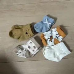 新生児〜 ベビー靴下 5足セット 動物柄 リボン付き