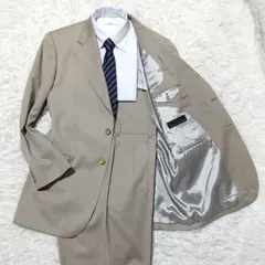 【美品】イタリア高級カノニコ生地　スーツ　ベージュ　背抜き　XL相当　秋冬春