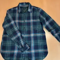 UNIQLO グリーン チェック 長袖シャツ M