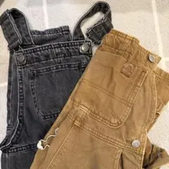 ZARA オーバーオール 黒 茶色