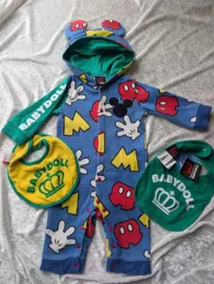 BABYDOLL♡ミッキーマウスコラボ♡ロゴ♡ロンパース♡スタイ2枚セット