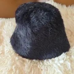 VIS 未使用級✨ブラック ファーバケットハット 57.5cm