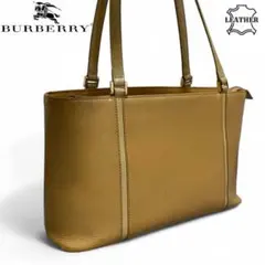 【BURBERRY】本革/ベージュ スムースレザー ノバチェック ハンドバック
