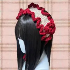 レトロな色味♡バラ付きフリルヘッドドレス -135-