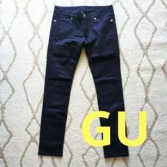 GU タイトストレートパンツ ウエスト67㎝ ネイビー 紺