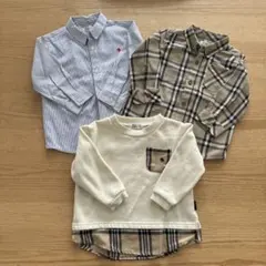 POLOベビー 90〜95cm シャツ3点セット チェック 秋冬 男女 おしゃれ