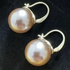 り*り様 フープピアス　パール　ブラウン　レディース　ドレスアップ　ゴールド☆