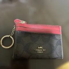 COACH 黒赤 レザー パスケース