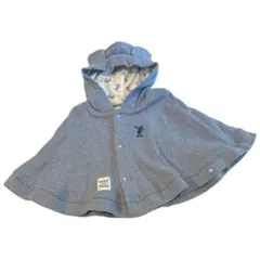 ミッキーマウス　50〜70㎝ フード耳付きポンチョ　ブルー