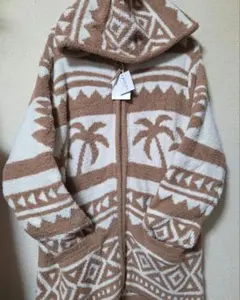フララニ・モールパーカー、 XL ベージュ パームツリー柄