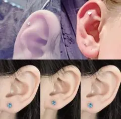 軟骨ピアス ボディピ　4個 シルバー ステンレス ストレートバーベル おしゃれ