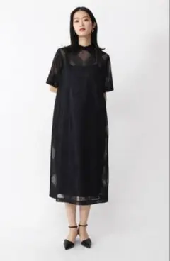未使用品UNITED TOKYO メッシュレイヤードカットワンピース ブラック