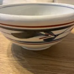美品 砥部焼 大鉢 赤線 三つ葉 鉢