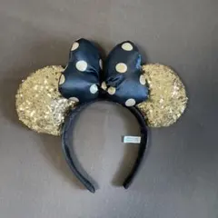 ディズニー カチューシャ 黒と金のドット