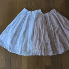 An MILLE レース フレアスカート ホワイトとピンク2枚セット ひざ丈のサムネイル