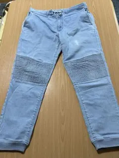 GU ジーユー　ウォッシュ加工デニム　イージーパンツ　L