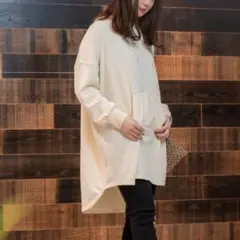 【二手】寬鬆連帽洋裝 白色