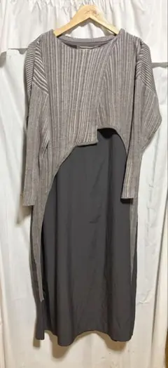 わりと美品osmosisニット切り替えワンピース個性的