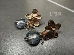 【ピアスのみ】✴︎14kgf✴︎ ミスティックトパーズ ブルー フラワーコインピアス