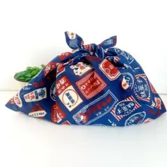あずま袋◆手拭い◆エコバックコンビニバック◆ハンドメイド【レトロ看板柄ネイビー】