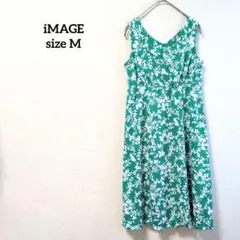 イメージ ワンピース 緑 花柄 ノースリーブ Vネック リゾート感 t4388