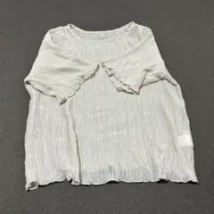 GRL 半袖 シアーブラウス　 プリーツ加工　 シースルー　フリーサイズ